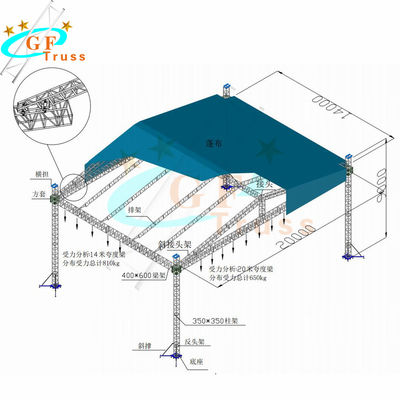 Höhe der Beleuchtungs-Aluminiumbinder-Dach-System-Bodenunterstützungs-12M