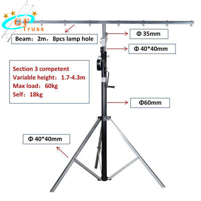 Justierbare Höhe des Stativ-tragbare beleuchtende Binder-Kurbel-Stand-4.3m